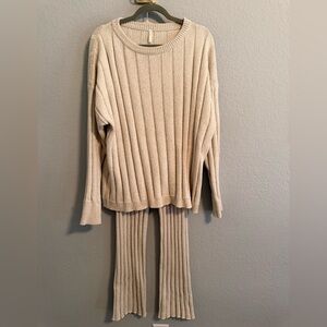 OAT Ribbed Knit Lounge Sweater & Pants Set Size XL
